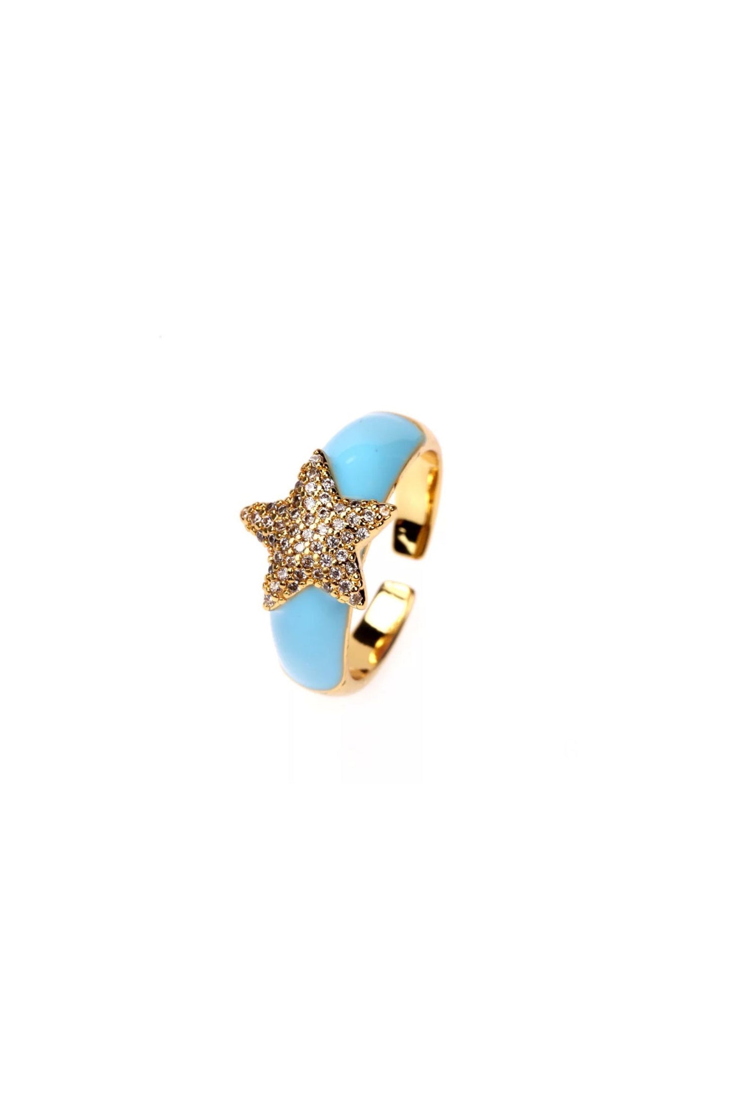Star Center Enamel Adjustable Ring