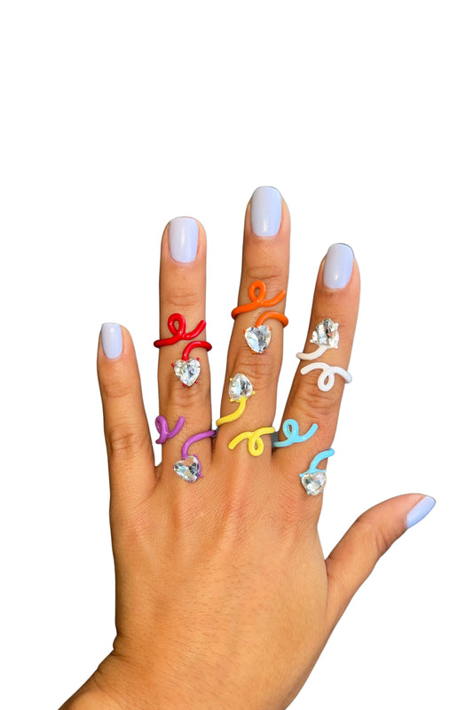 Swirl Heart Enamel Ring