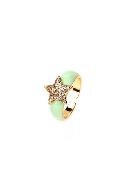 Star Center Enamel Adjustable Ring